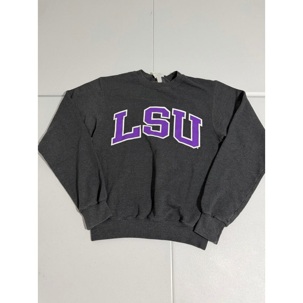 LSU Tigers Champion Eco Fleece Gray Crewneck Sweatshirt Size XS